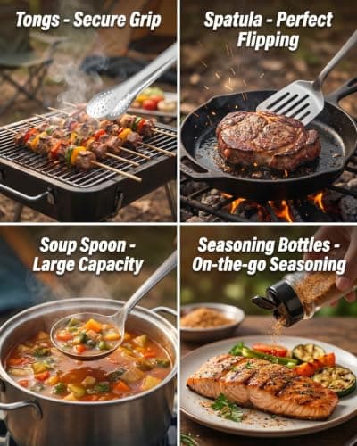 Camping Equipment Cooking Utensils Set, 12 Pcs Camping Cooking Set with Knife, Scissors & Cutting Board, Lightweight Portable Camping Kitchen Accessories, Camping Utensils Set for Outdoor Cooking — view 5