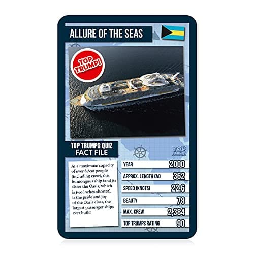 Top Trumps World Famous Ships Classic Card Game, learn facts about tankers, yachts and cruise ships including Allure of the Seas, Titanic and Brittania, gifts and toys for boys and girls aged 6 plus — view 2
