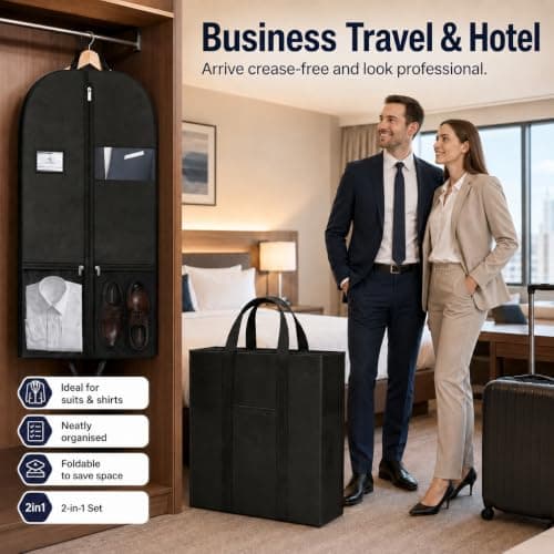 (2 set) Suit Bags for Men, Business Garment Bag for Hanging Clothes — view 3