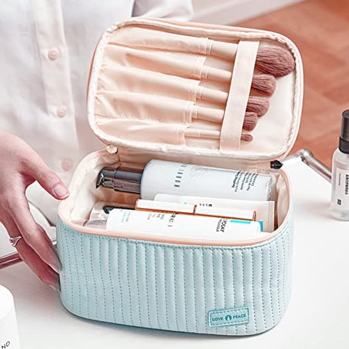 Linpr Travel Makeup Bag, Large Capacity 3 Pcs Cosmetic Bags Set, Light Blue — view 5