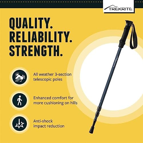 Trekrite Telescopic Walking Poles Set, Collapsible Hiking Poles, 3-Section Anti Shock Trekking Sticks for Men & Women - Adjustable Hiking Sticks with Accessories from a UK Based Company - Blue — view 2