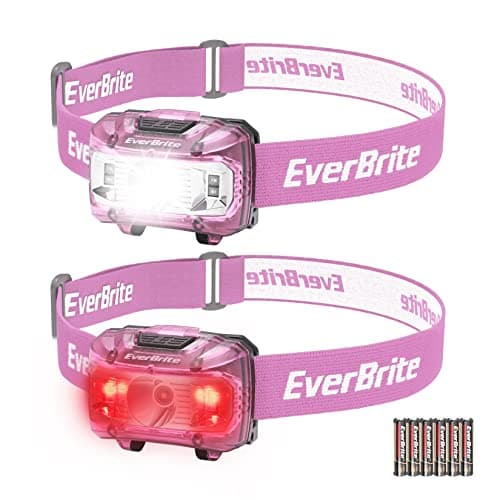 EverBrite 150-300 LM LED Head Torch Battery Powered(2 Pack, Pink)