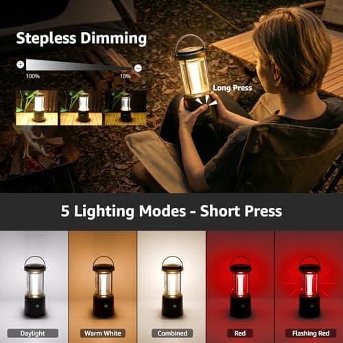 Lepro Camping Lantern, 2000lm Camping Light Rechargeable or AA Batteries — view 2