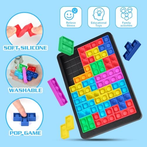Ainiv Pop Puzzle Popper Fidget Game, Push Pop Brain Teasers Toy, Silicone Jigsaw Building Blocks Game Board, Educational Learning Puzzle and Intelligence Toys for Anxiety & Stress Relief — view 4