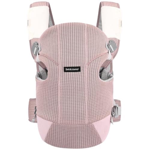 Bebamour Baby Carrier, Ergonomic Front & Back Carrier for Babies 3-18 Months (Up to 12kg), Adjustable Waist Belt & Shoulder Straps, Breathable Mesh Infant Carrier with 2 Drool Bibs, Pink — view 2