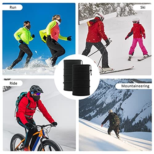 NINVVS 2 Piece Drawstring Neck Warmers, Fleece Neck Warmers, Thickened Windproof and Dustproof Ski Scarves, Suitable for Winter Outdoor Sports Adjustable Mask Scarves (Gray and Black), L-XL (ZRMZ) — view 6