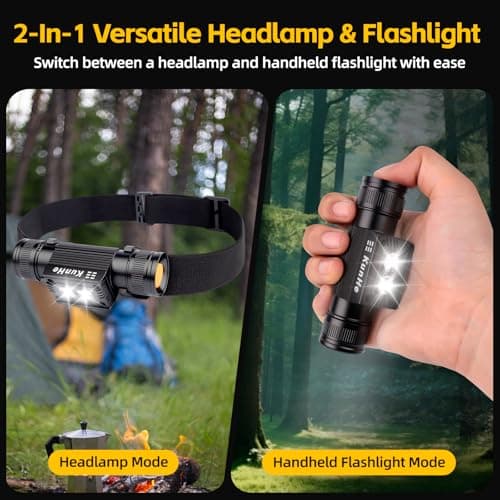 KunHe 20 Pack Rechargeable Headlamp Aluminum Alloy LED USB-C Headlight IP44 Waterproof Three Brightness Modes Suitable for Camping Hiking Hunting Maintenance and Dog Walking — view 4