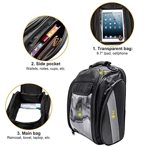 Dracarys Motorcycle Tank Bag - Oxford Saddle Black Motorbike Bag - Strong Magnetic Bag for Honda Yamaha Suzuki Kawasaki Harley — view 6
