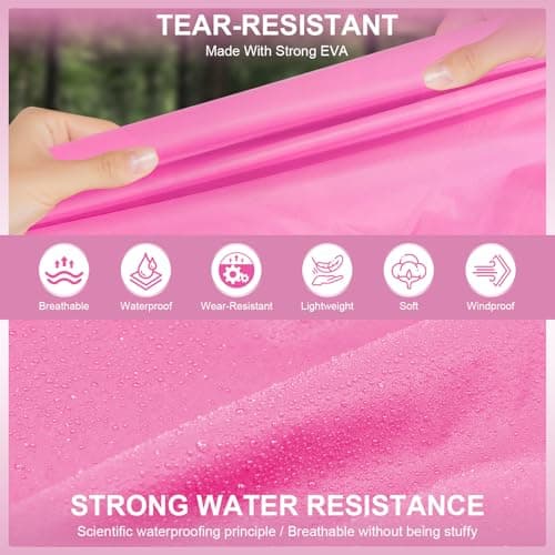 Chyaya 2 Pack Rain Poncho Waterproof Raincoat for Men Women Adults,Lightweight Thicken Emergency Rain Jacket Hooded for Camping Hiking Travelling,Outdoor Activities - Pink — view 3