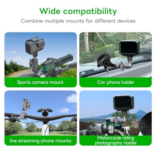 FANAUE Double Socket Arm Connects to 17mm Ball Head Adapter Only, Compatible with Garmin GPS Mount and Bike Motorcycle Phone Holder, Made of Aluminum Alloy with a Length of 2.44". — view 6
