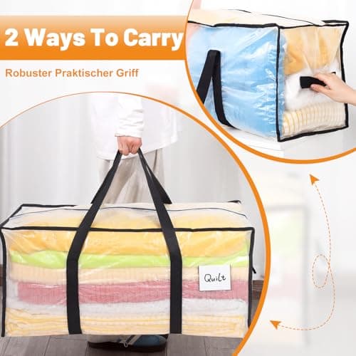 Dntorx 8 Pack 90L Moving Bags with L Zip, Clear Waterproof Storage Totes — view 4