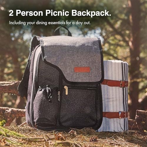 VonShef 2 Person Grey Picnic Backpack — view 2