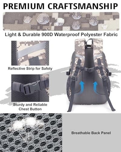 30L Tactical Camo Backpack for Boys 900D Military Schoolbag with 4 Pockets — view 4