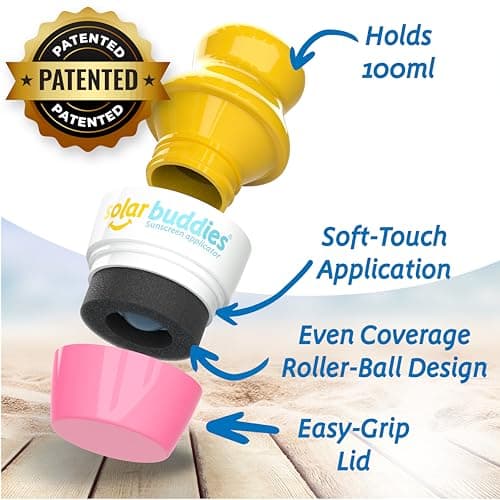 Triple Pink Pack Of Solar Buddies Refillable Roll On Sponge Applicator For Kids, Adults, Families, Travel Size Holds 100ml Travel Friendly for Sunscreen, Suncream and Lotions — view 2