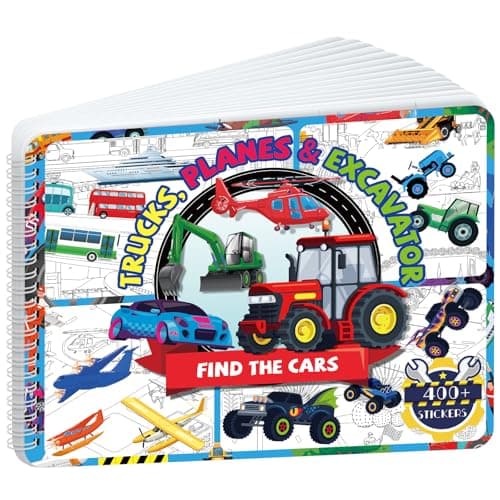 Kalysky Find Cars Sticker Book for Kids,Search Hidden Vehicle Activity Book