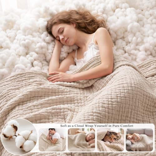 Exclusivo Mezcla 6-Layer 100% Cotton Large Muslin Throw Blanket, 130x170cm — view 6
