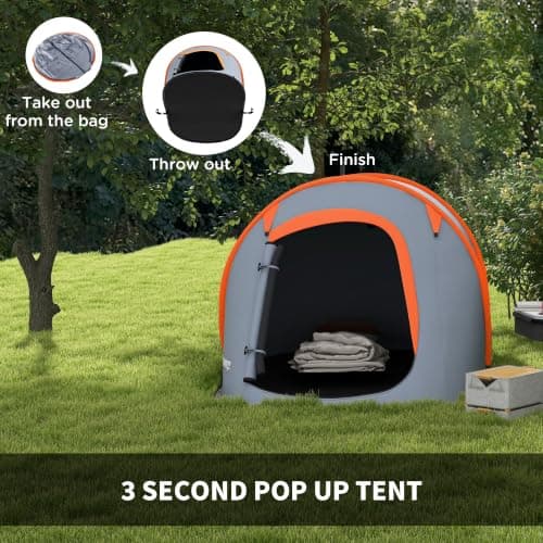 Outsunny 2 Man Pop up Tent Camping Tent 2000mm Waterproof Carry Bag Grey — view 3