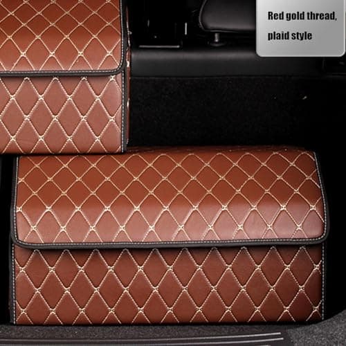 Trunk Car Organizer - Water Resistant Faux Leather Trunk Storage Organizer with Cover | Road Trip Supplies Car Storage Bin, Multipurpose Foldable Trunk Storage Container for SUV Sedan — view 6