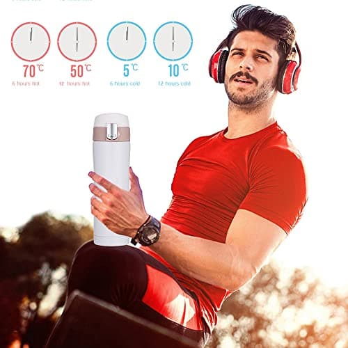 FAPPEN Double Walled Vacuum Flask Thermo, 500ml Stainless Steel Insulated Water Bottle, Flask for Hot and Cold Drinks, Travel Coffee Mug, Sports Water Bottle, Drinks Cup (White) — view 3