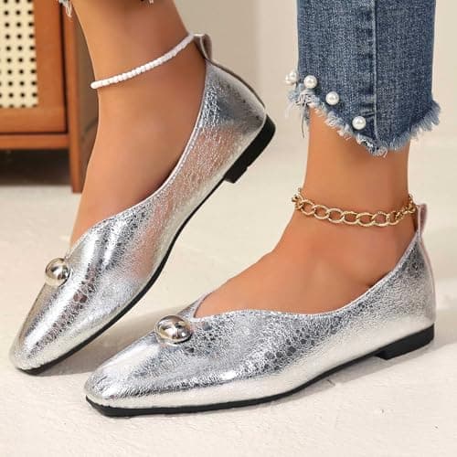 Generisch Women's Slippers, Casual Shoes, Comfortable Flat Low Shoes, Breathable Lightweight Everyday Hiking Shoes for Women, silver, 4 UK — view 3