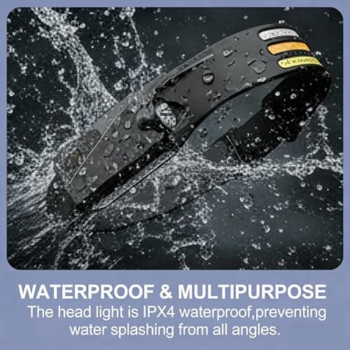 VIVIZEN Ultralight 98g COB LED Head Torch Rechargeable 230 Wide Angle Motion Sensor Headlamp with Red Yellow White Warning Light Hands Free Flashlight for Camping Safety Emergency — view 4
