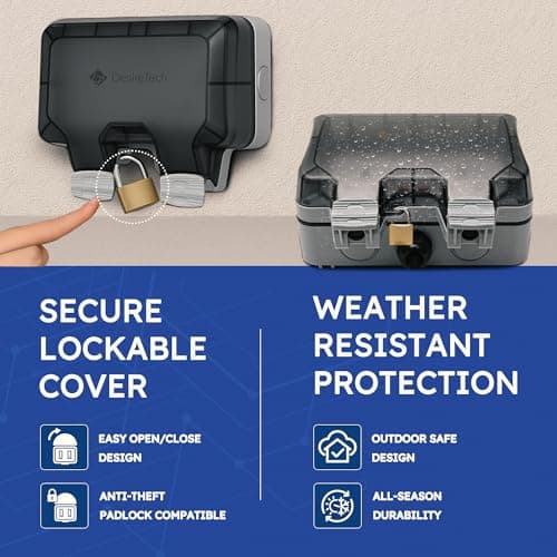 Desiretech Outdoor Double Switched Socket with 3m Cable – IP66 Waterproof & Dustproof Socket – 2 Gang Plug with LED Indicators – High Impact PC Housing – Weatherproof Power Outlet for Sheds & Garages — view 4