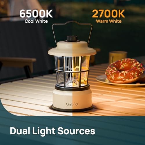 Linkind Camping Light Battery Powered, Retro Style Dimmable Warm White and Daylight Waterproof Camping Lamp, Up to 200H Run Time, Portable Atmosphere Tent Lights for Indoor & Outdoor Use, 4 Pack — view 4