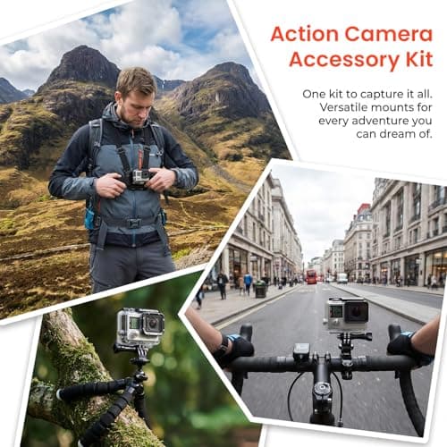 Minifactory 47 in 1 Action Camera Accessories Kit Compatible with GoPro Hero 13 12 11 10 9 8 7 6 5, AKASO DJI Action Insta360, Chest Head Strap Mounts & Carry Case — view 2