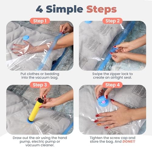 Space Saver Vacuum Storage Bags - Jumbo Clothes & Bedding Vacuum Packs (6 Pack) with Pump — view 6