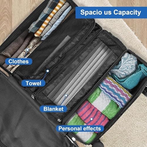 Hanging Compression Packing Cubes, Portable Travel Hanging Organiser, 4-Shelf Foldable Wardrobe Storage, Mesh Packing Cubes for Backpack, Camping, Cruise Essentials (black) — view 4
