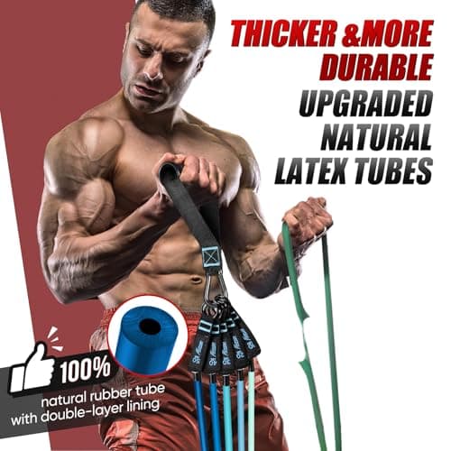 HPYGN Resistance Bands Set with Handles, Exercise Bands Stackable up to 150lbs, Resistance Bands Set Men with Door Anchor & Ankle Straps for Fitness, Strength, Yoga, Home Gym Equipment — view 3