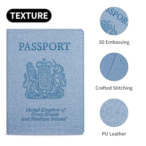 Cinocratic RFID Blocking Passport Holder Cover & Travel Wallet - PU Leather Organiser for Credit Cards, Boarding Pass and ID Cards | Travel Accessories for Men&Women (Blue) — view 4