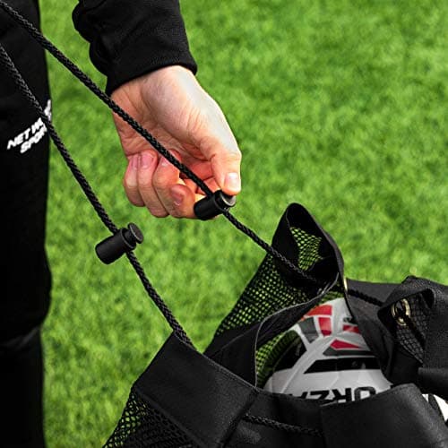 FORZA Premier Ball Carry Bag | Drawstring Football, Basketball, Netball & Volleyball Mesh Bag | 5 Colours - Heavy Duty Equipment Holdall | 12 Ball Capacity - New and Improved Design 2026 (Black) — view 6