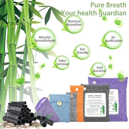 Charcoal Air Purifying Bags 6 Pack×200g Bamboo Charcoal Bags Odor Absorber, for Car Air Fresheners, Odor Eliminator for Home，Shoe Deodorizer - Colorful-Activated Charcoal Odor Absorbers — view 4