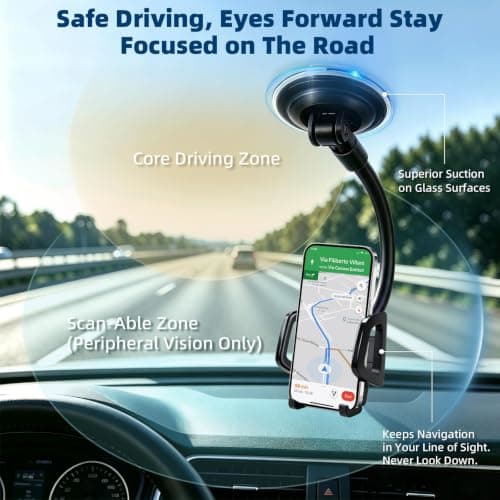 Vansky 3-in-1 Car Phone Holder: 3 Mountings - Fits Windshield Dash Vent — view 2