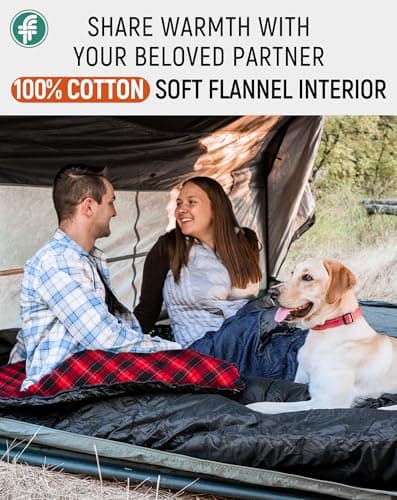 KingCamp Adult Sleeping Bag,100% Cotton Flannel Lining, Comfort 7℃,Black-L — view 3