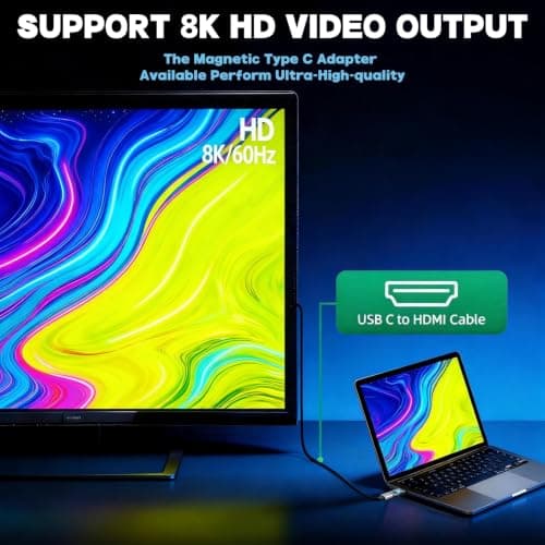 blicadijo USB C Magnetic Adapter - 240 W Type C Magnetic Plug 24 Pin with 80 Gbps 8K Fast Charge & Data Transfer for Laptops Tablets Smartphones - Tin Colour — view 5