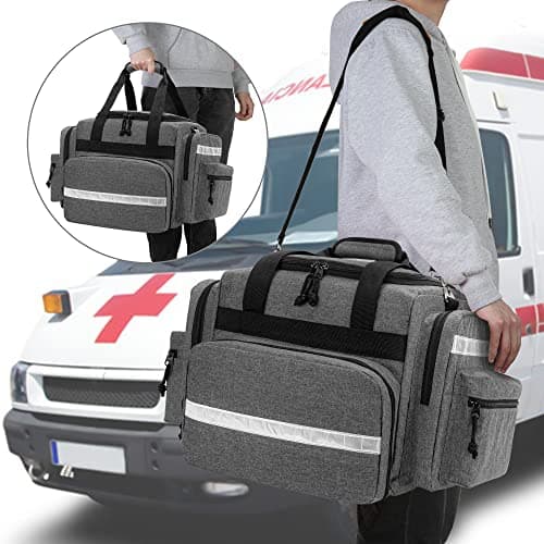 Damero Large Capacity Emergency Medical Bag with Removable Dividers, Grey — view 6
