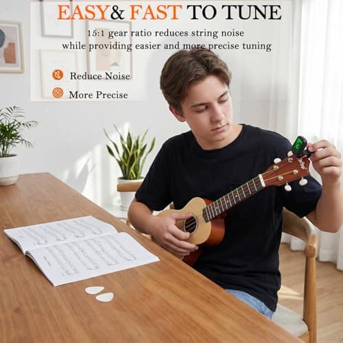 Mhogany Soprano Ukulele Starter Kit - Professional 21 inch w/Case Strap Digital Tuner Aquila Strings (21 inch, Rainbow) — view 3