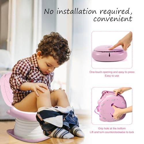Travel Potty for Toddlers, Foldable Portable Potty for Toddlers: Training Toilet Seat with Disposable Emergency Bag, Lightweight Design for Car Camping, Indoor Outdoor Use by Boys Girls — view 3