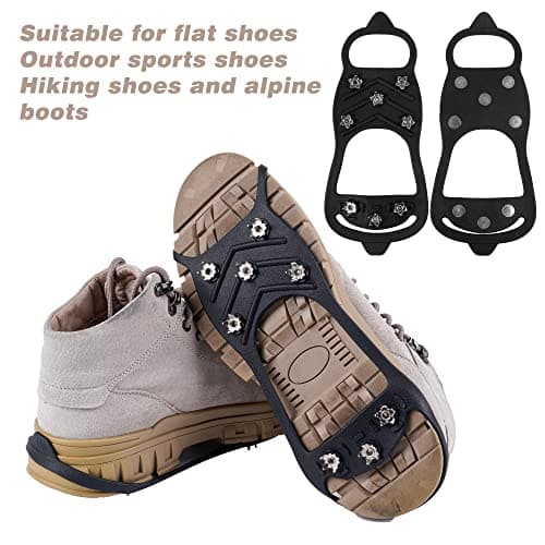 2Pairs Ice Cleats for Shoes and Boots Ice Spikes Crampons for Hiking Boots — view 3