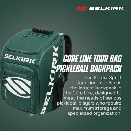 Selkirk Sport Tour Travel Backpack | Pickleball Bag | 2 Paddles | Green — view 3