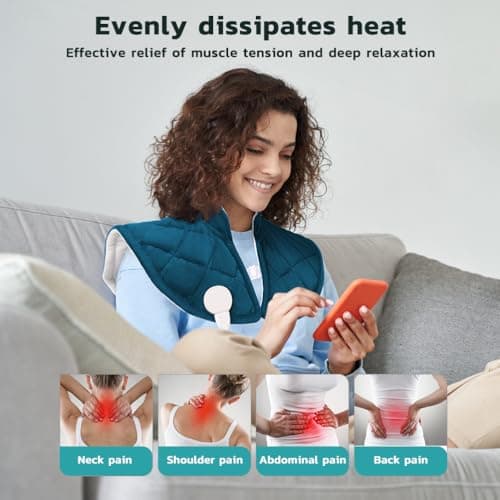 Neck and Shoulder Heat Pad, Heated Neck Warmer for Pain with 5 Heating Levels 4 Timers, Machine Washable, Muscle Tension, Neck and Shoulder Warmer — view 2