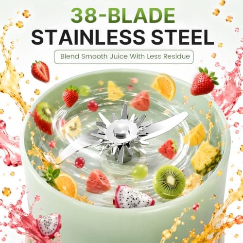 Portable Wireless Juicer Cup, 38 Blades Large Capacity Portable Blender, Food-Safe Material, Freshly Juiced in 40s, Multifunctional Blender Bottle for Juices,Milkshake,Smoothie — view 3