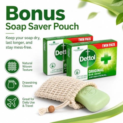 Dettol Soap Original Antibacterial Bar - 4 Twin Pack, 8 x 100g Antibacterial Hand & Body Soap Bar – Disinfects and Kills 99.99% of Germs, Ideal for Handwashing and Cleansing — view 3