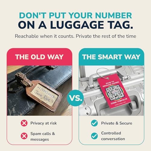 Smart Privacy QR Code Luggage Tag | Customizable Travel Suitcase Tags for Women and Men with GPS Locator — view 2