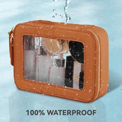 Prite Clear Makeup Bag Cosmetic Case Travel Toiletry Bag, Brown, Standard — view 4