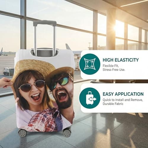 Personalized Suitcase Covers for Luggage, Custom Photo Luggage Covers for Suitcases, Double-Sided Customized Design, Elastic & Washable Travel Suitcase Cover (Large) — view 2