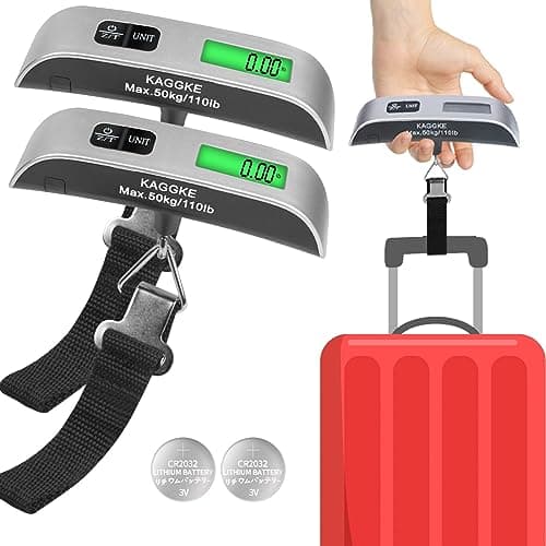 2 Pcs - silver Travel Digital Luggage Scale - Portable Baggage Scale - Suitcase Weight Scale - Ideal for Travel Scale Luggage Weight - 110LB/50KG, Includes Battery - Temperature Display Hanging Scales