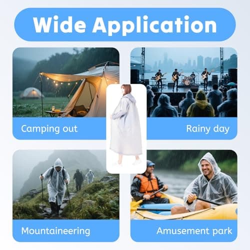 AropaeenGlowry 2-Pack White Waterproof Rain Poncho with Hood & Sleeves - Reusable EVA Raincoat for Adults, Camping & Travel — view 6